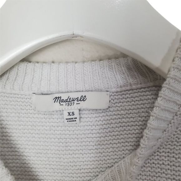 MADEWELL Womens Sweater SZ XS Oatmeal Knit‎ Ribbed 3/4 Sleeves Soft Pullover - Picture 4 of 8